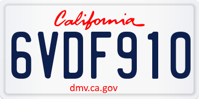 CA license plate 6VDF910