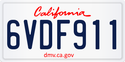 CA license plate 6VDF911