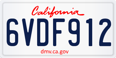 CA license plate 6VDF912