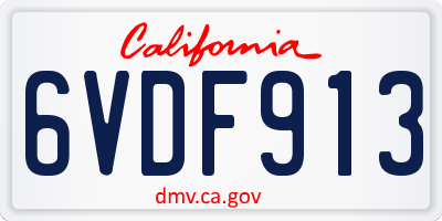 CA license plate 6VDF913