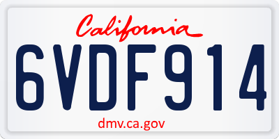 CA license plate 6VDF914