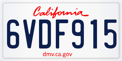 CA license plate 6VDF915