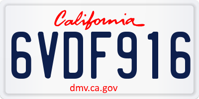 CA license plate 6VDF916
