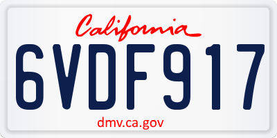 CA license plate 6VDF917