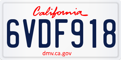 CA license plate 6VDF918