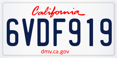 CA license plate 6VDF919