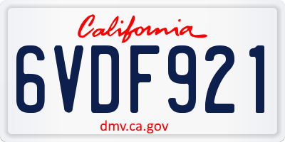CA license plate 6VDF921
