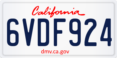 CA license plate 6VDF924