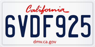 CA license plate 6VDF925