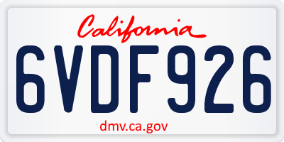 CA license plate 6VDF926