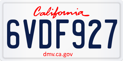 CA license plate 6VDF927