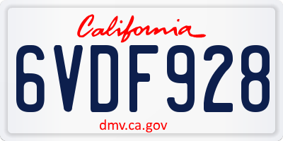 CA license plate 6VDF928