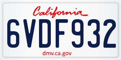 CA license plate 6VDF932