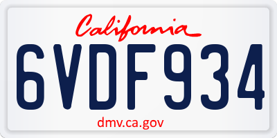 CA license plate 6VDF934