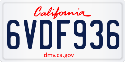 CA license plate 6VDF936