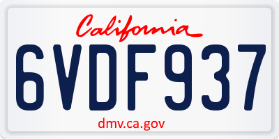 CA license plate 6VDF937