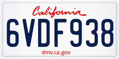 CA license plate 6VDF938