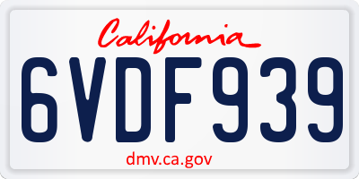 CA license plate 6VDF939