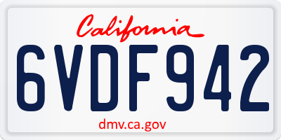CA license plate 6VDF942