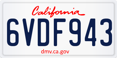 CA license plate 6VDF943