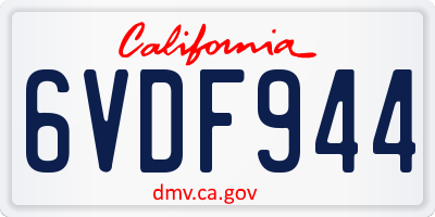 CA license plate 6VDF944