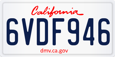 CA license plate 6VDF946