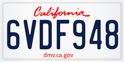 CA license plate 6VDF948