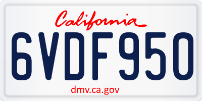 CA license plate 6VDF950