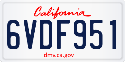CA license plate 6VDF951