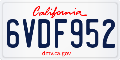 CA license plate 6VDF952