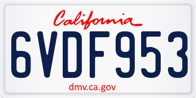 CA license plate 6VDF953