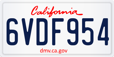 CA license plate 6VDF954
