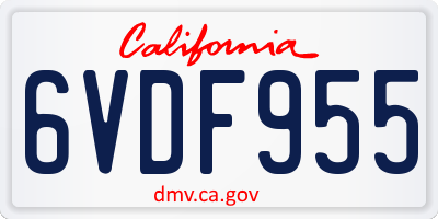 CA license plate 6VDF955