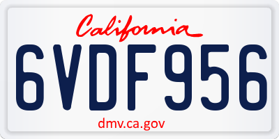 CA license plate 6VDF956