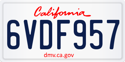 CA license plate 6VDF957