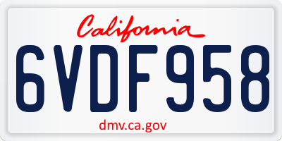 CA license plate 6VDF958