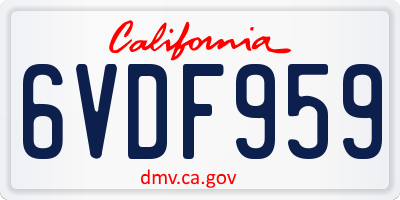 CA license plate 6VDF959