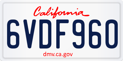 CA license plate 6VDF960