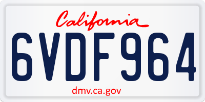 CA license plate 6VDF964