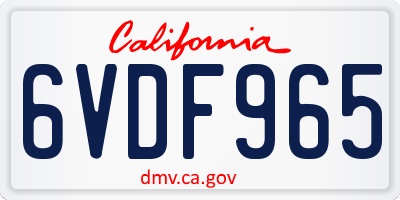 CA license plate 6VDF965