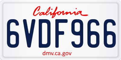 CA license plate 6VDF966