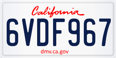 CA license plate 6VDF967