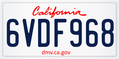 CA license plate 6VDF968