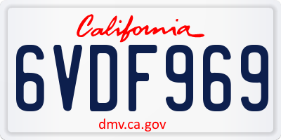 CA license plate 6VDF969