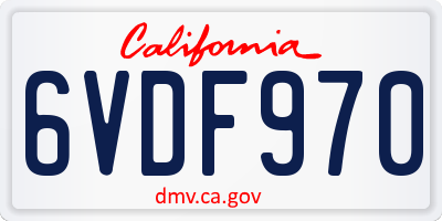 CA license plate 6VDF970