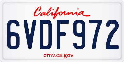 CA license plate 6VDF972