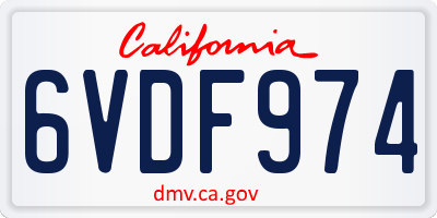 CA license plate 6VDF974