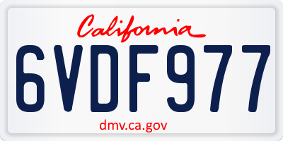 CA license plate 6VDF977