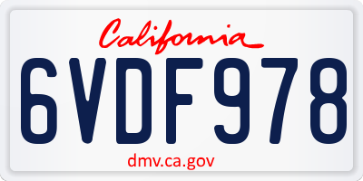 CA license plate 6VDF978