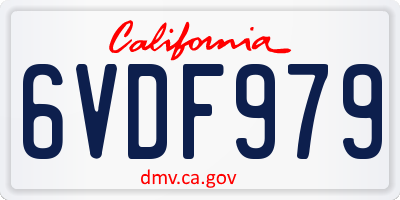 CA license plate 6VDF979